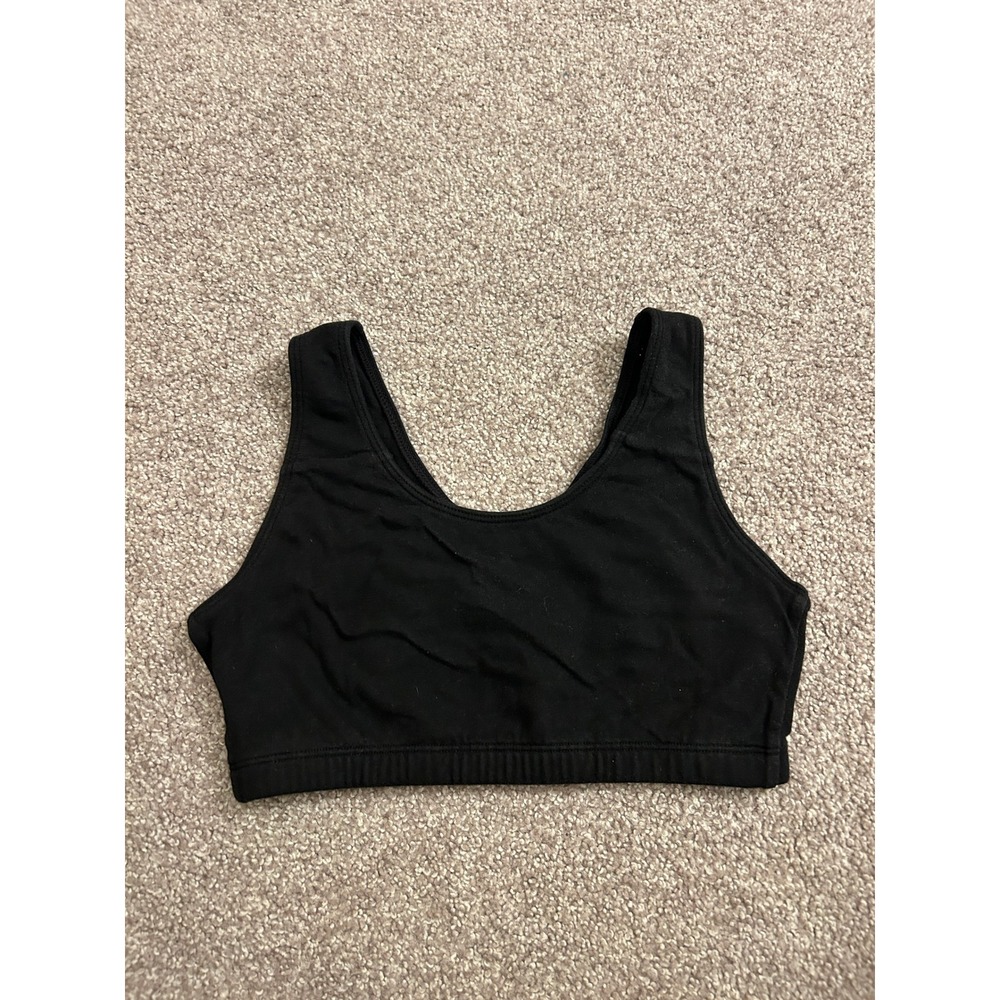 Fruit of the Loom Sports Bra Womens 34 Black Excellent Cotton Spandex Scoop Neck